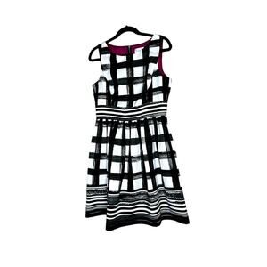 Eliza J dress size 10 plaid black/white/green sleeveless cocktail parties